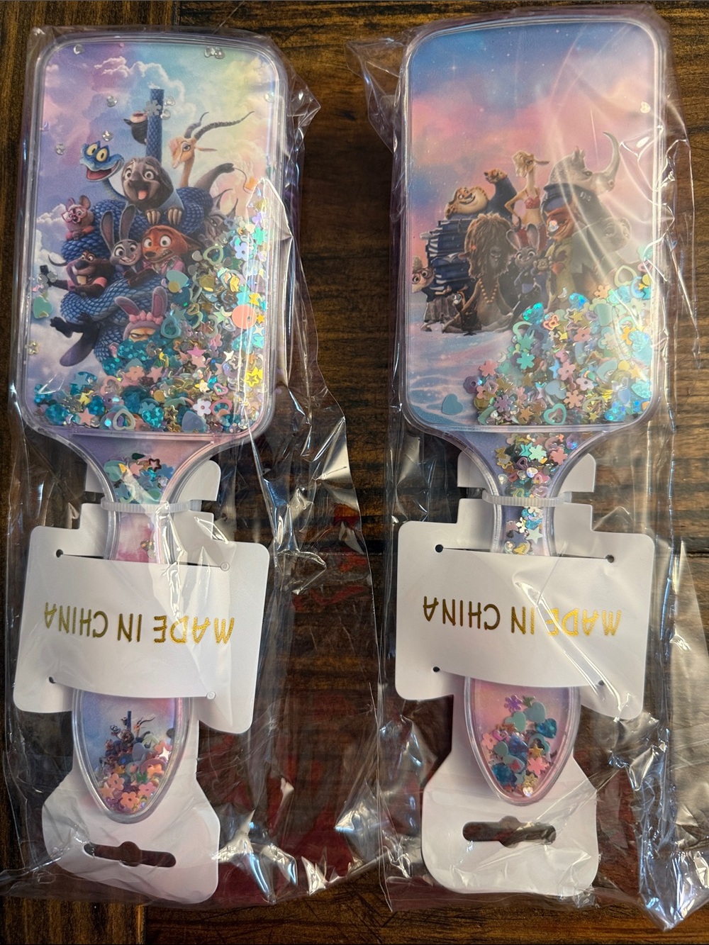 Cute Youth Sparkle Zootopia Character Paddle Brush: Pink and Purple Available